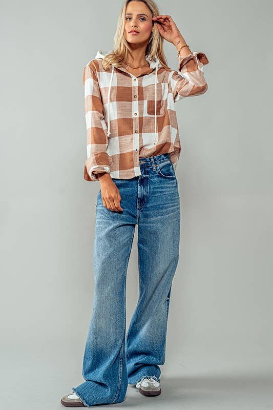 Black & White Hooded Flannel