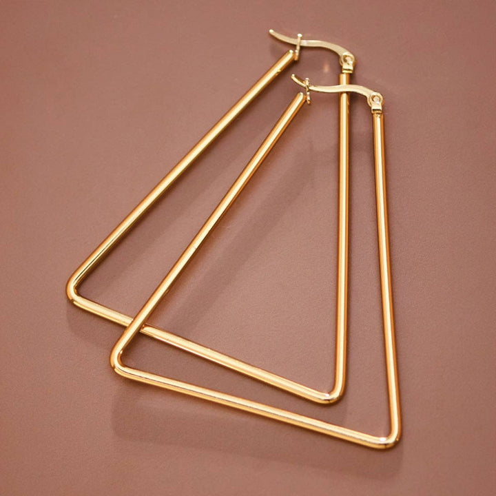 Triangle 18K Gold Plated Waterproof Stainless Steel Hoop Earrings