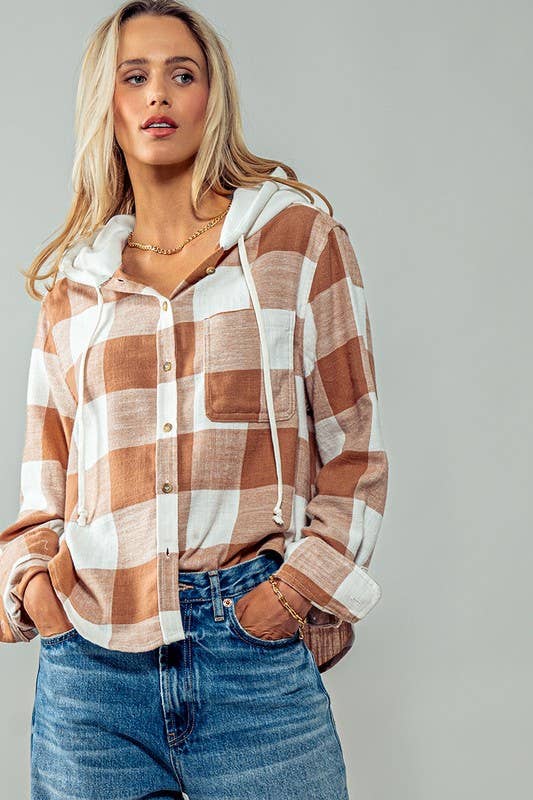 Black & White Hooded Flannel