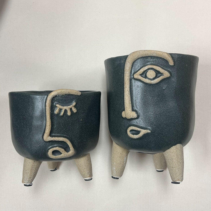 2-Piece Abstract Face Planter Set