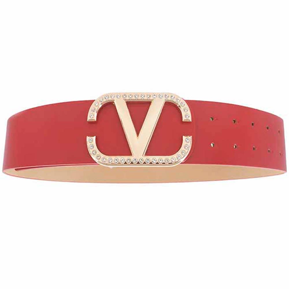 Angled Rhinestone Inverted V Buckle Belt