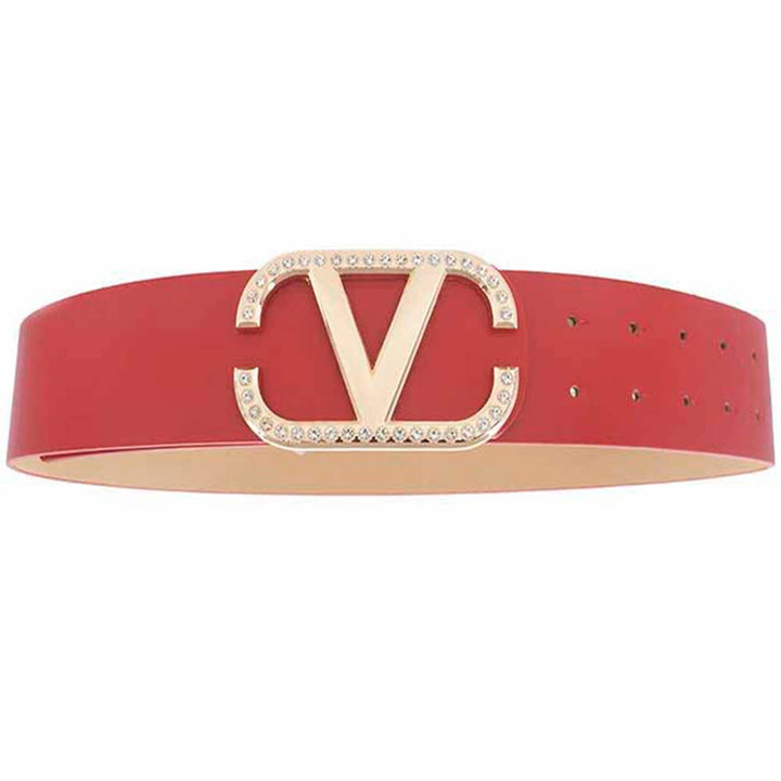 Angled Rhinestone Inverted V Buckle Belt