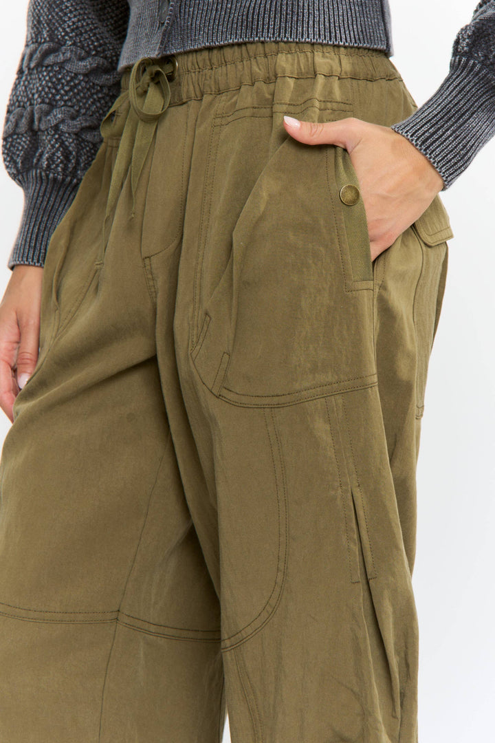 Wide-Leg Olive Cargo Pants