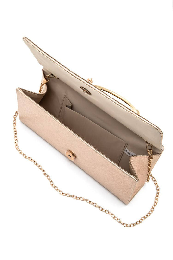 Circle Handle Rhinestone Evening Clutch