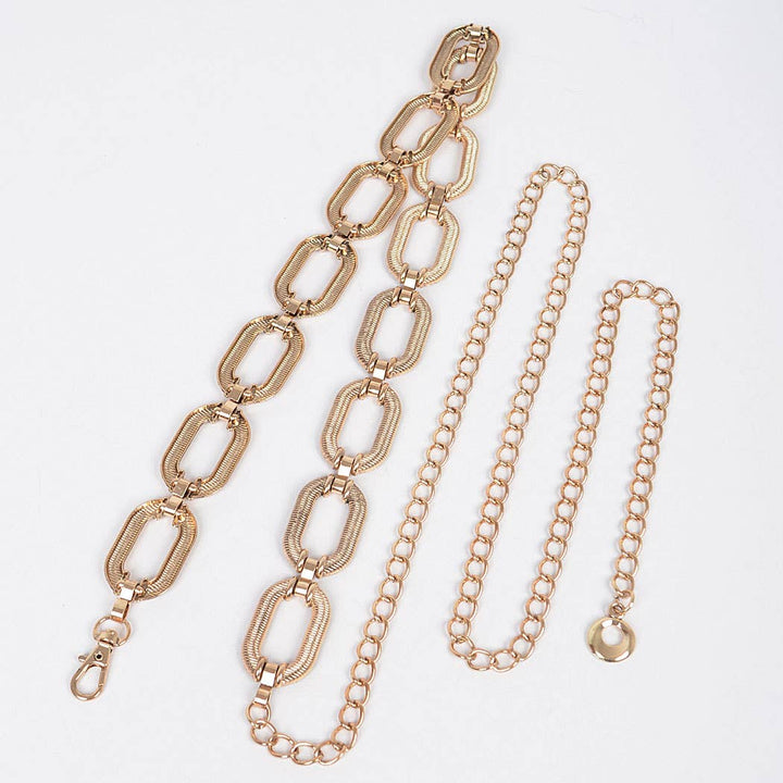 Oval Metal Gold Belt - Plus Size