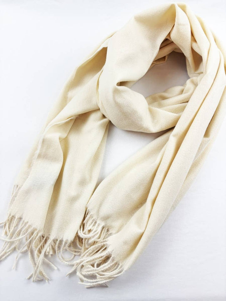 Red Solid Cashmere Scarf With Tassel