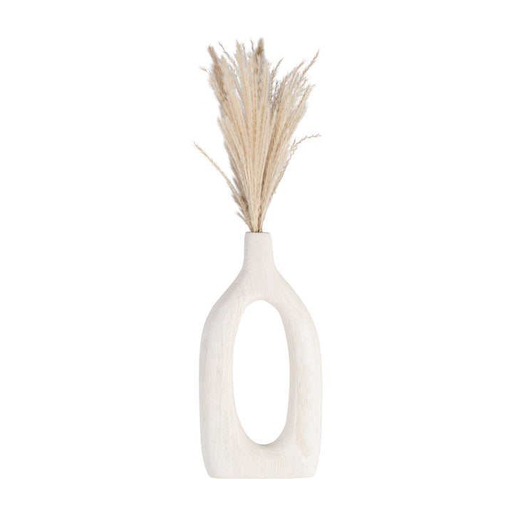 White Paulownia Wood Abstract Cut-Out Vase
