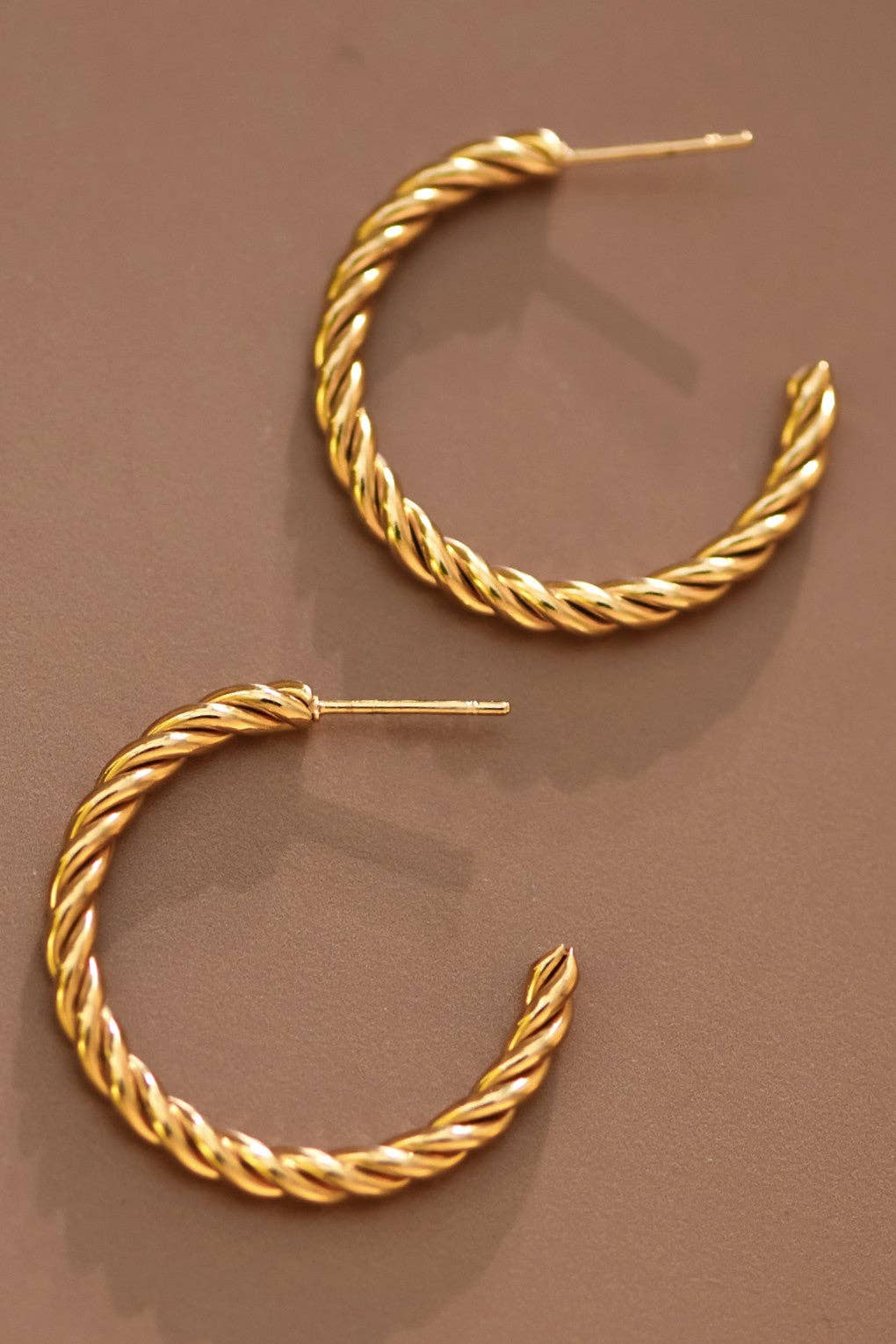 18K Gold Plated Waterproof Stainless Steel Hoop Earrings