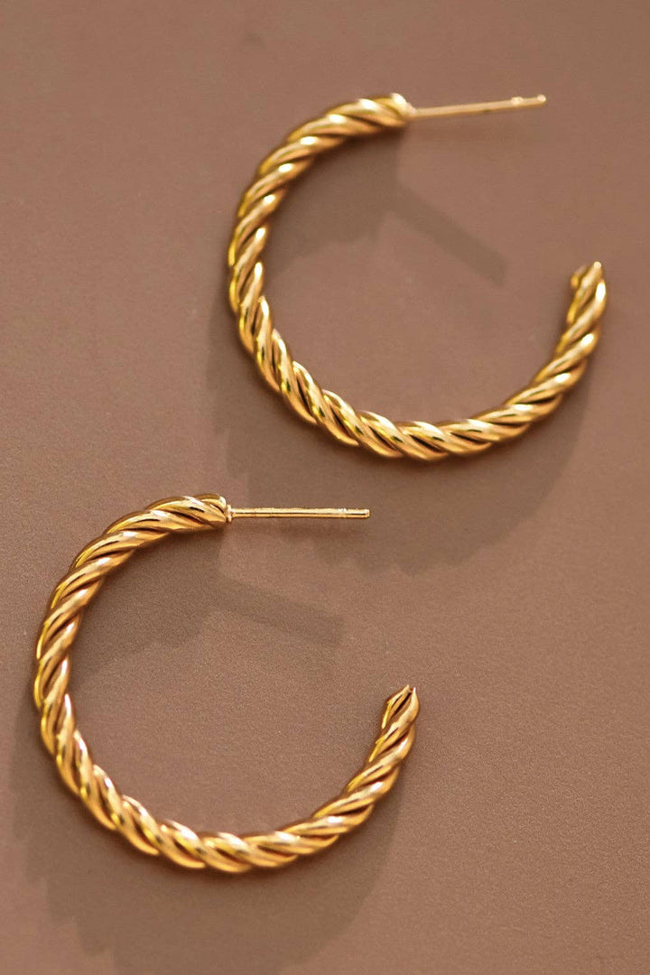 18K Gold Plated Waterproof Stainless Steel Hoop Earrings