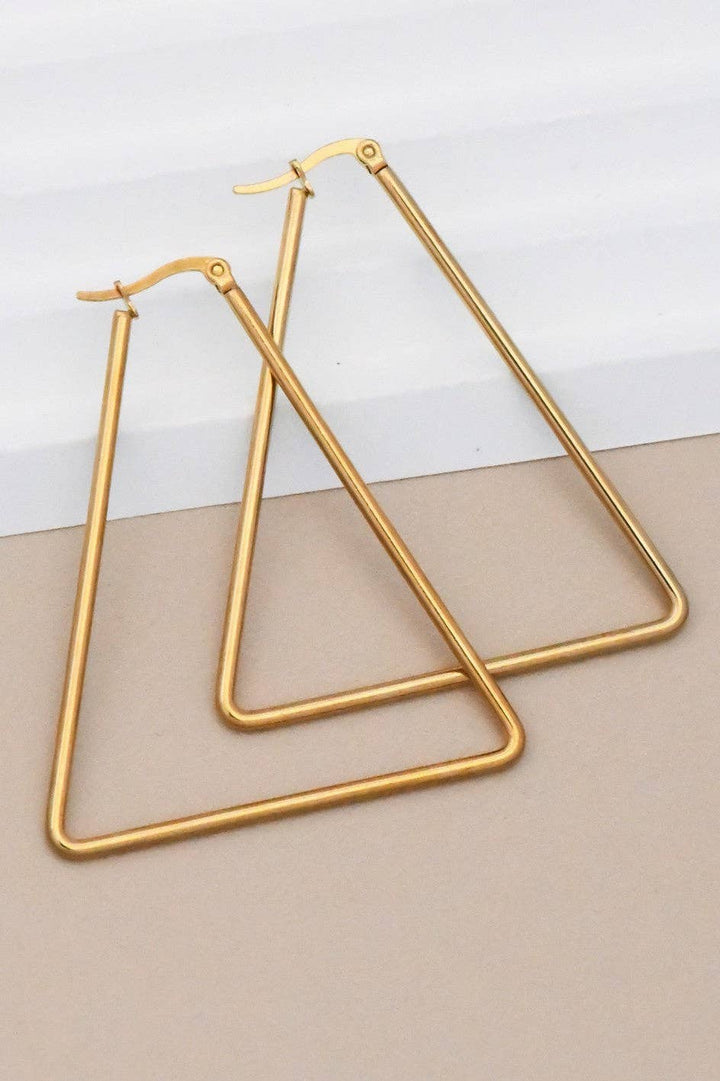 Triangle 18K Gold Plated Waterproof Stainless Steel Hoop Earrings