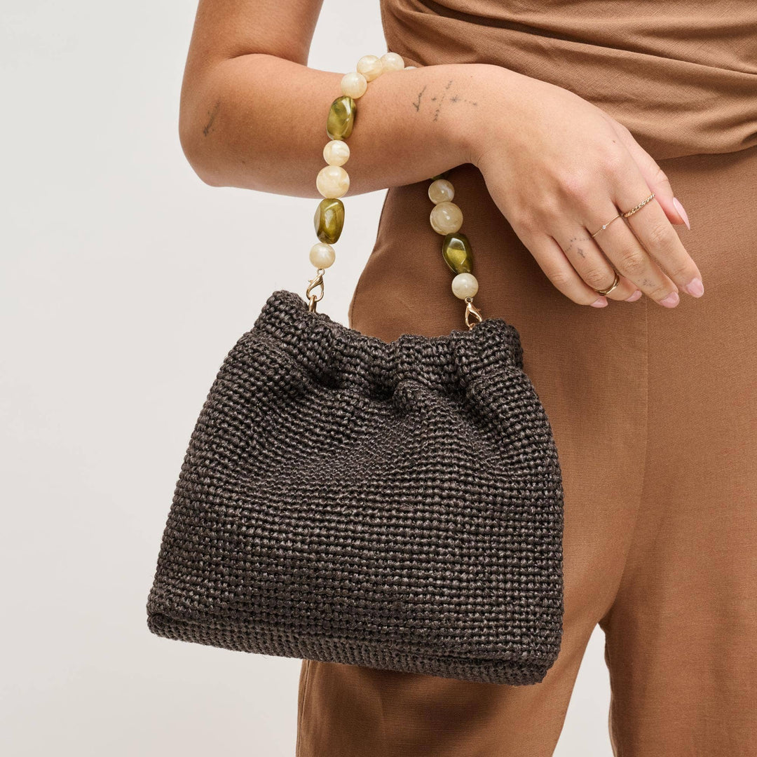 Natural Crossbody Bag Beaded Handle