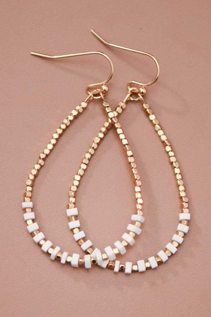 Gold Plated Brass and Natural Stone Drop Earrings