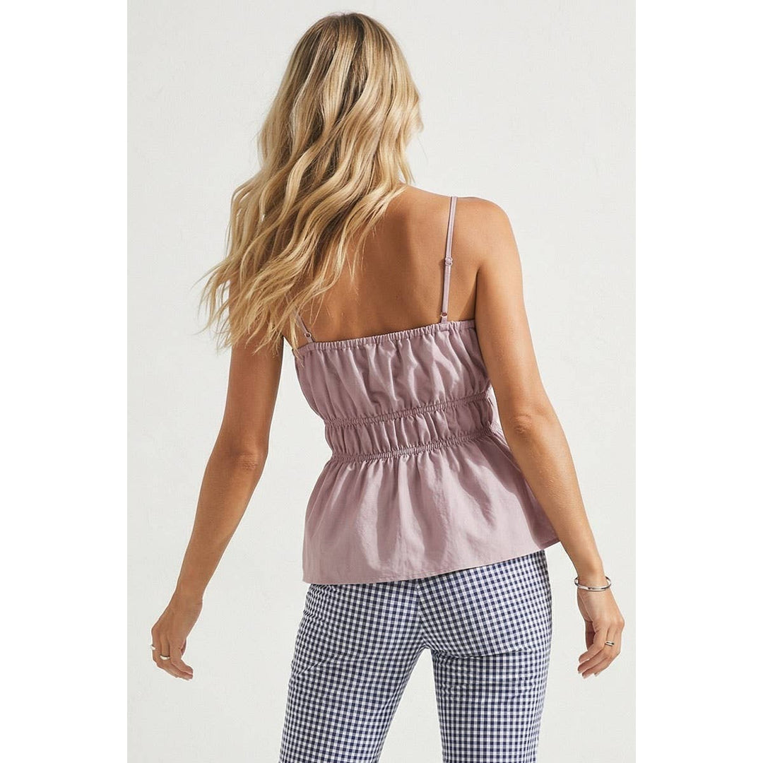 Buckle Pleated Sleeveless Top