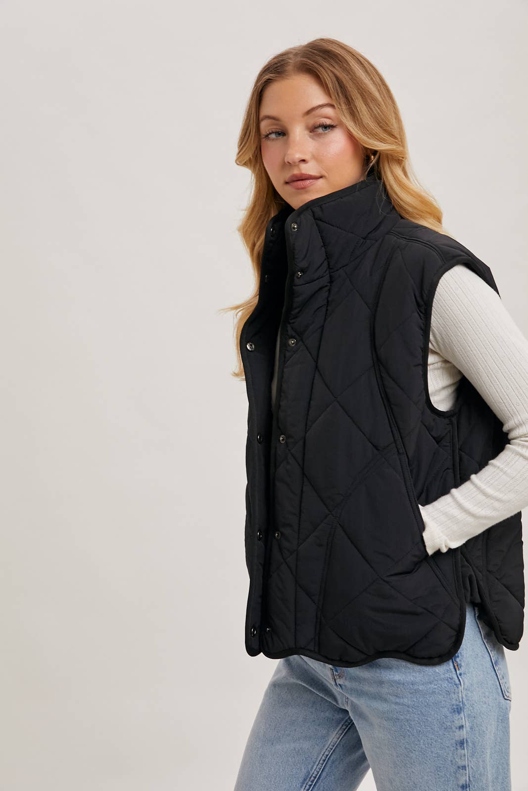 Black Button Down Quilted Vest
