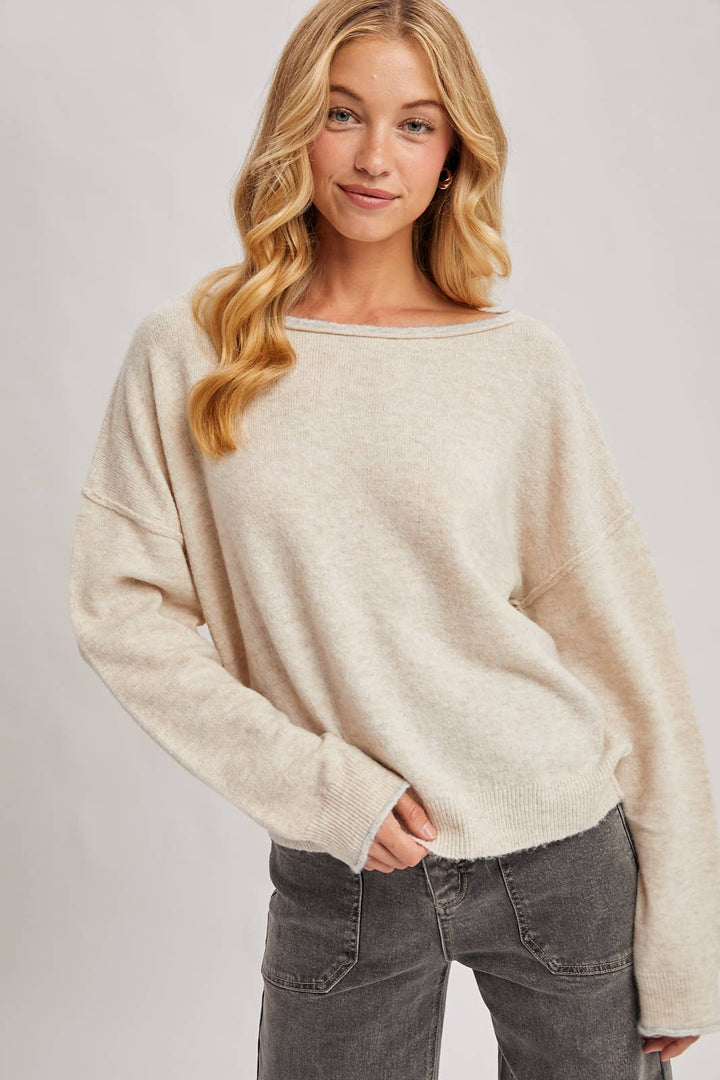 Boat Neck Oat Sweater