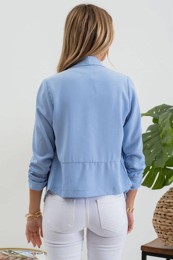 Ruched 3/4 Sleeve Blazer