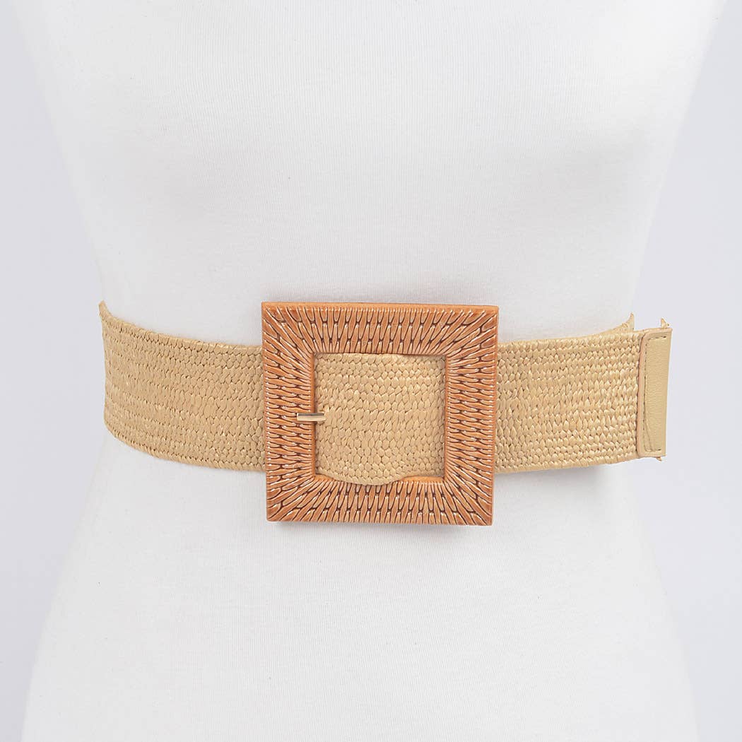 Faux Bamboo Buckle Elastic Belt
