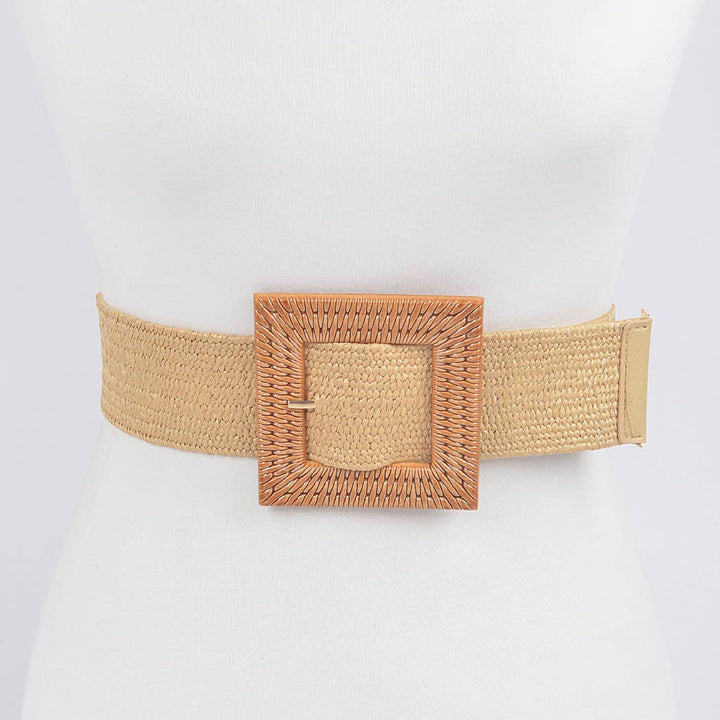 Faux Bamboo Buckle Elastic Belt