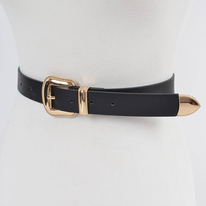 Three Pieces Metal Faux Leather Belt