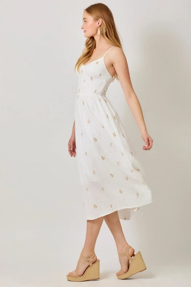 White Gauze Embroidered Sundress