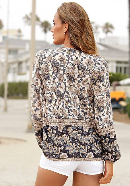 Boho Floral Peasant Blouse