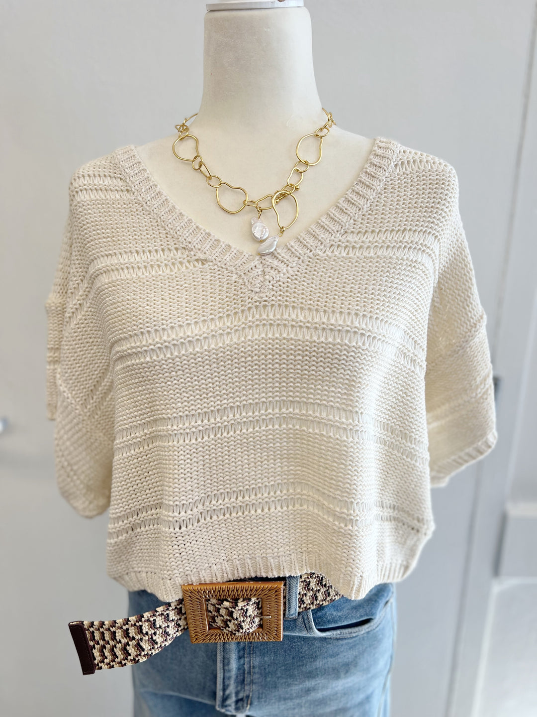 Natural V-Neck Sweater