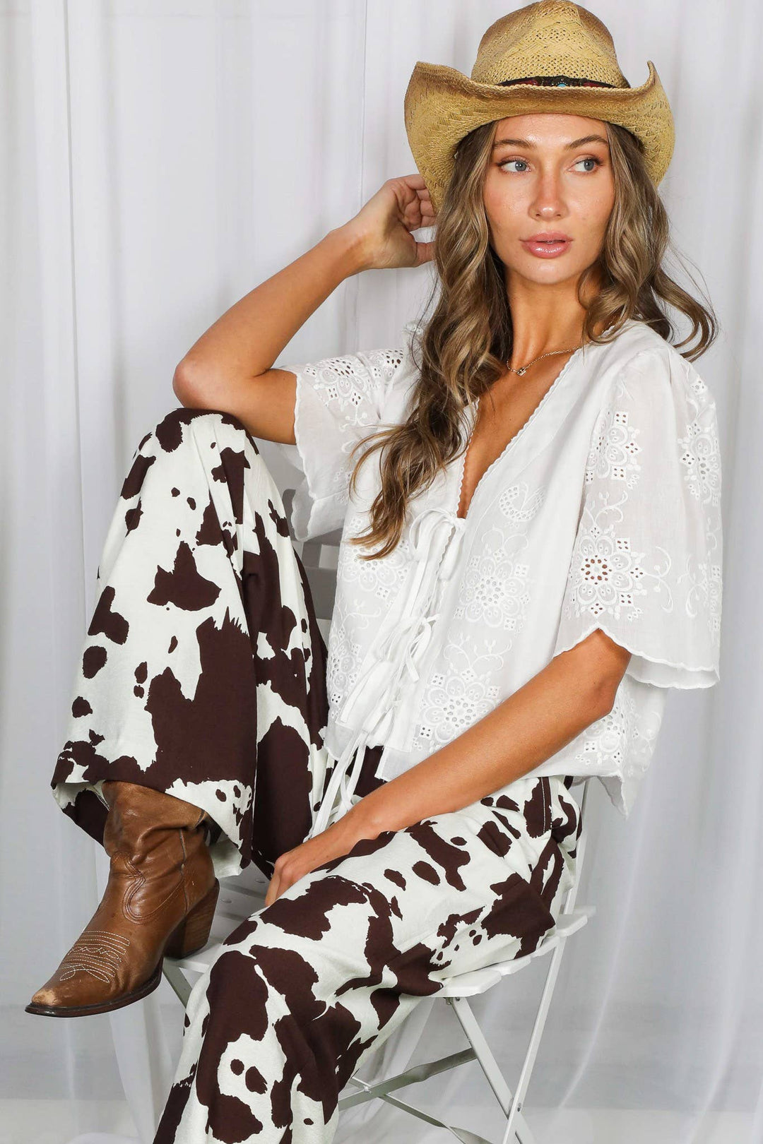 White Scalloped Edge Cotton Top