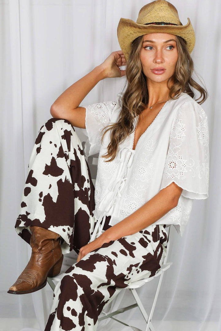 White Scalloped Edge Cotton Top
