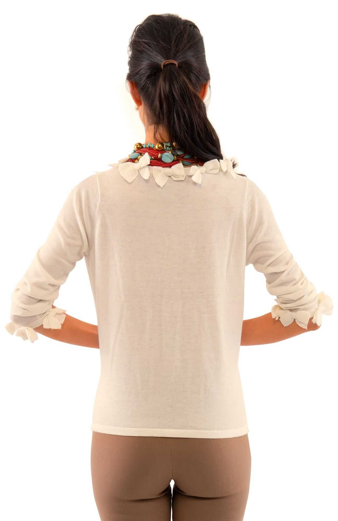 Navy Bow Trimmed Cardigan