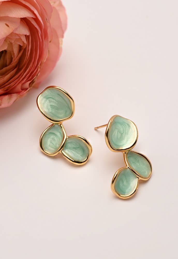 Mint and Gold Earrings