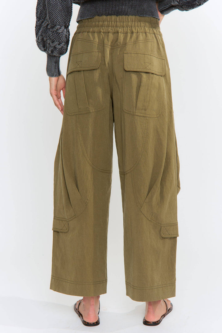 Wide-Leg Olive Cargo Pants