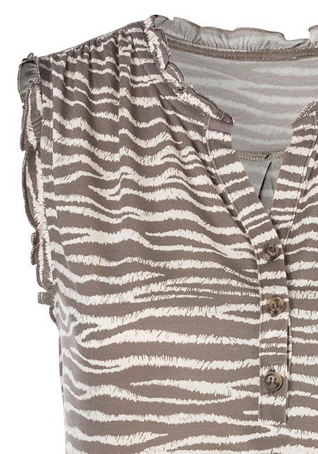 Zebra Ruffle Detail Tank