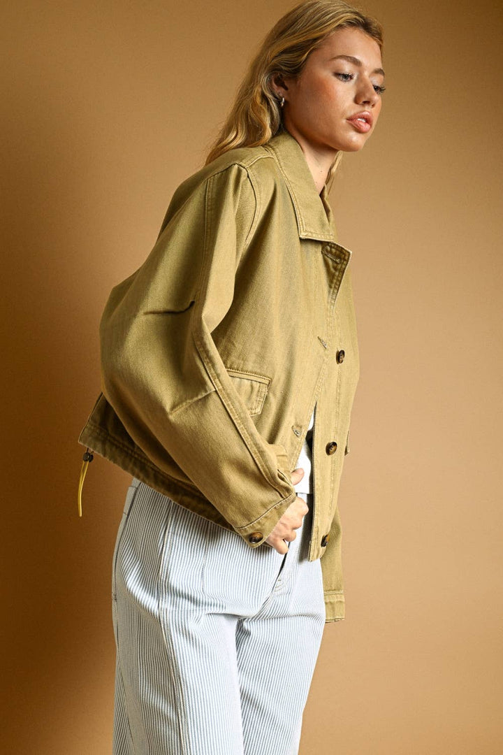 Navy Long Sleeve Cotton Jacket