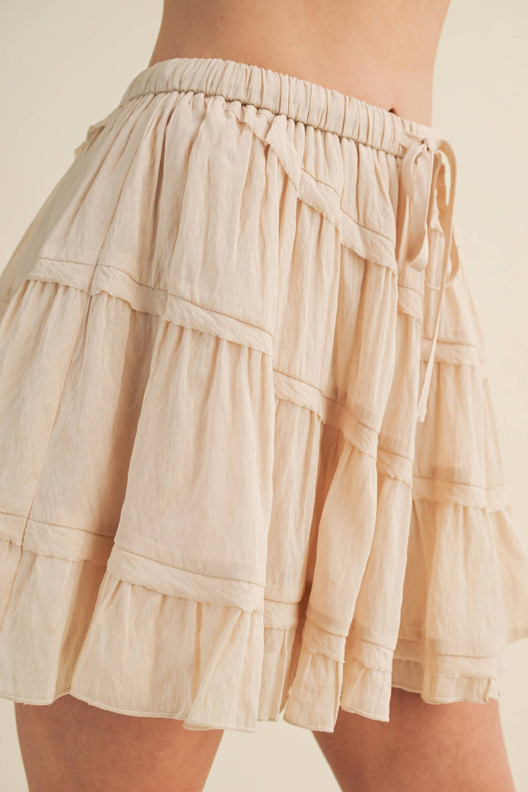 White Tiered Voile Skort