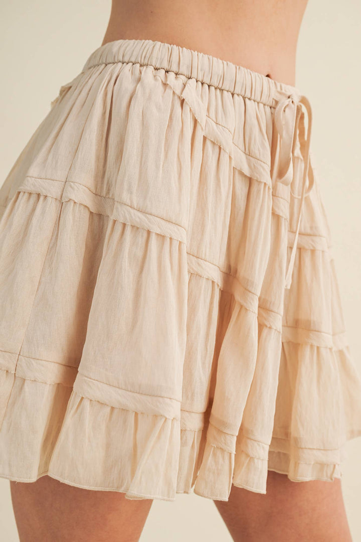 White Tiered Voile Skort