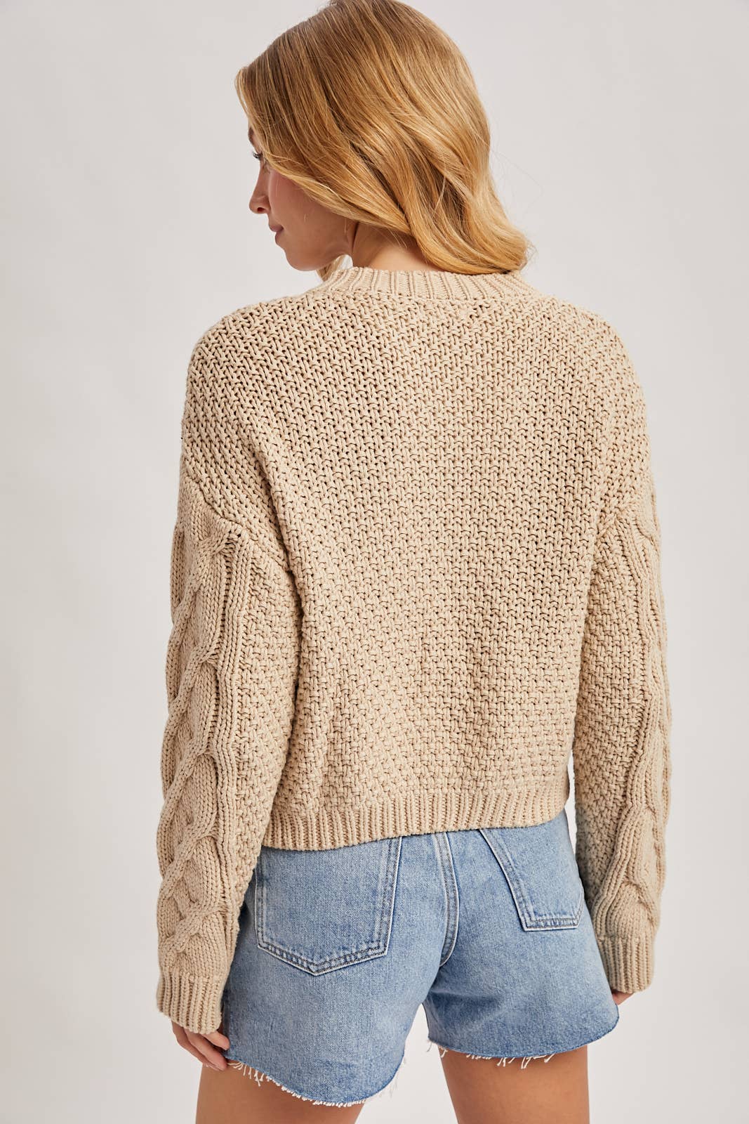 Button Front Cardigan Sand
