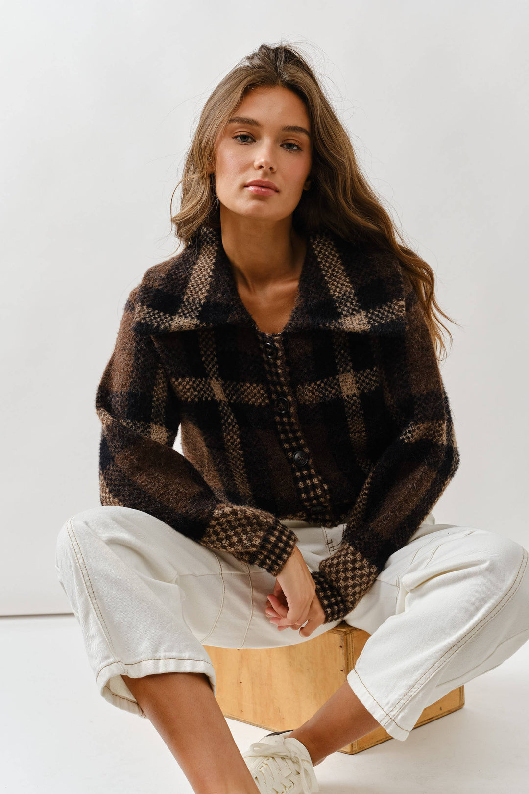 Plaid Button Up Sweater