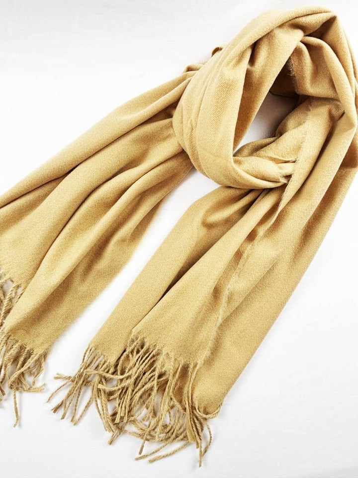 Red Solid Cashmere Scarf With Tassel