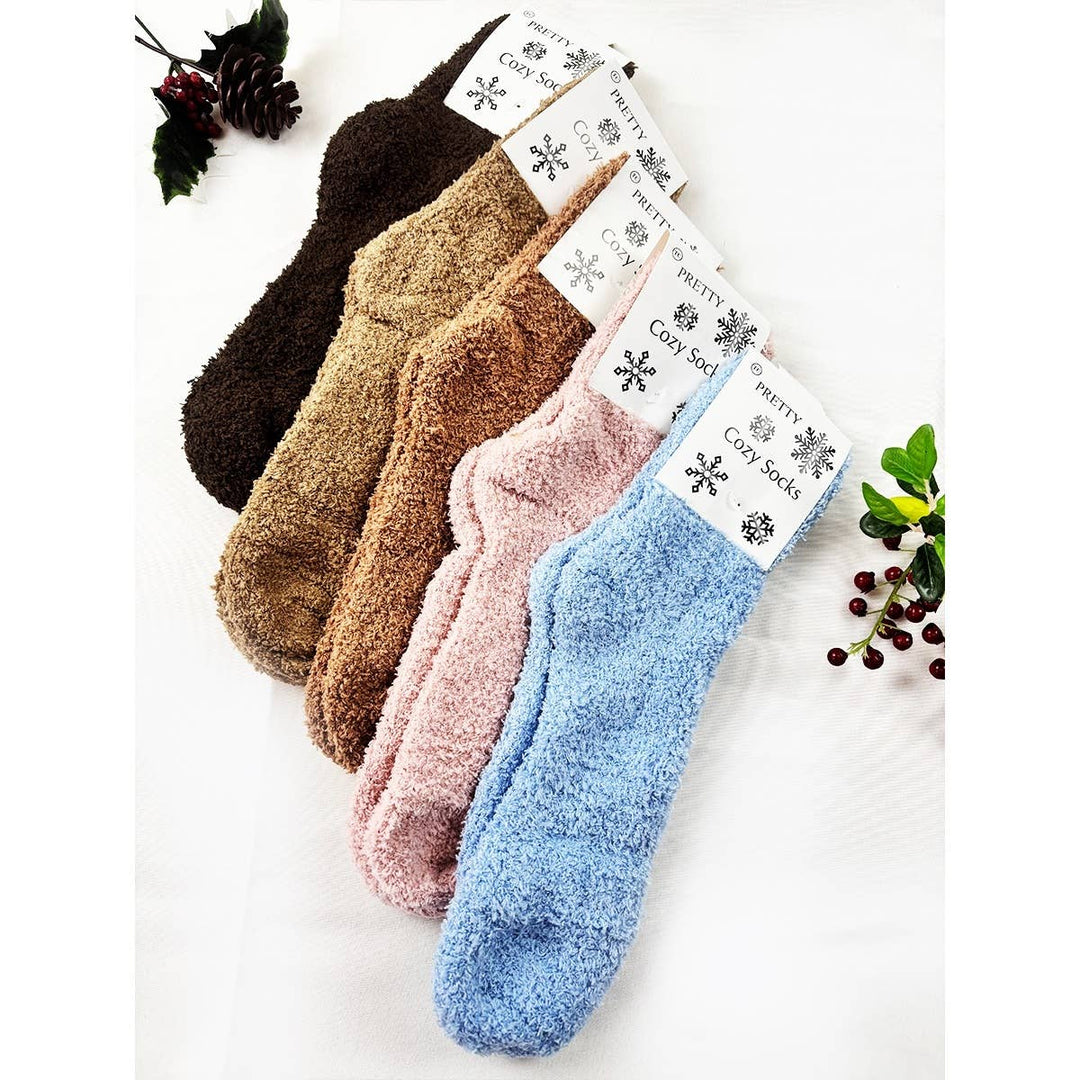 Soft Solid Fuzzy Cozy Crew Socks