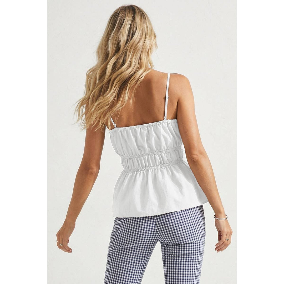 Buckle Pleated Sleeveless Top