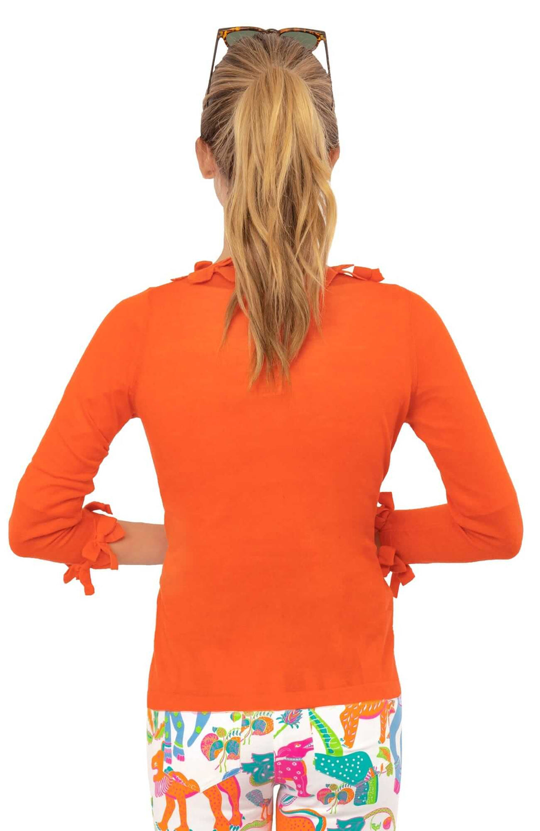 Navy Bow Trimmed Cardigan