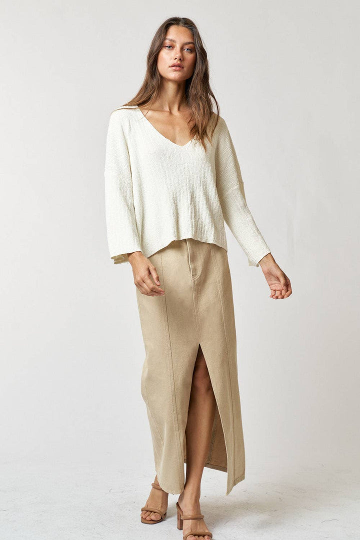 Khaki Skirt w/ Front Slit