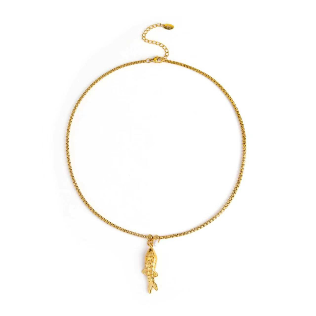 Gold Fish Pendant Necklace