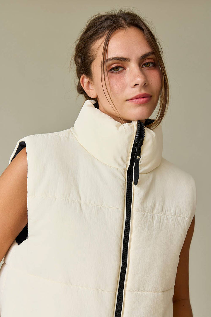Reversible Cropped Puffer Vest