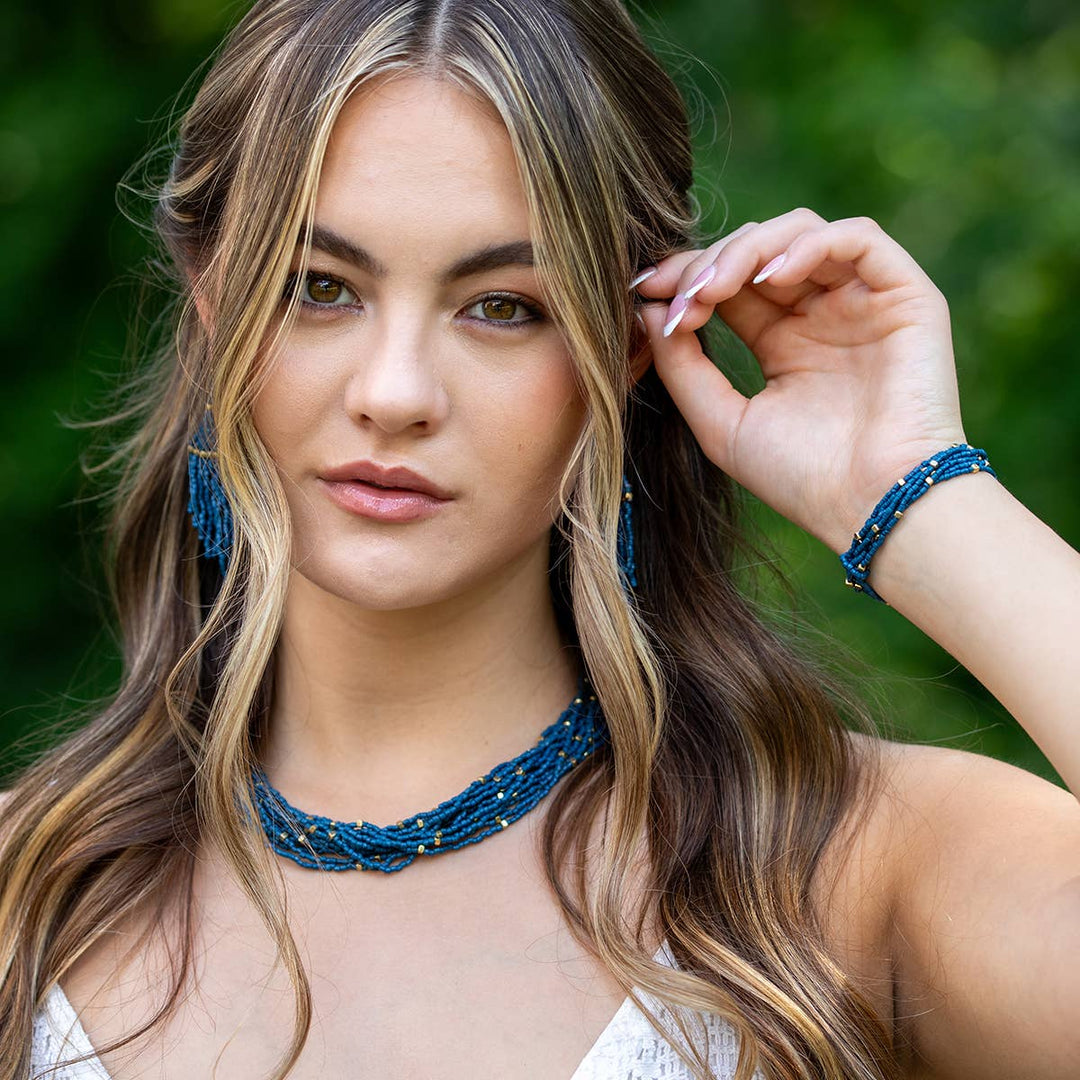 Beaded Multi-Strand Bib Necklace