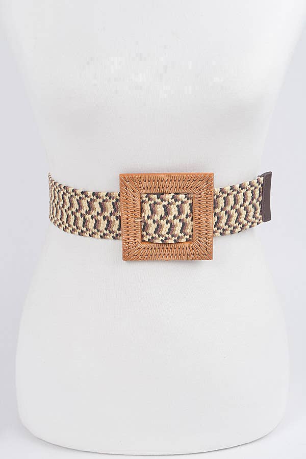 Faux Bamboo Buckle Elastic Belt