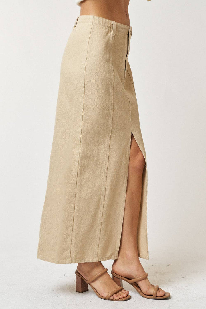 Khaki Skirt w/ Front Slit