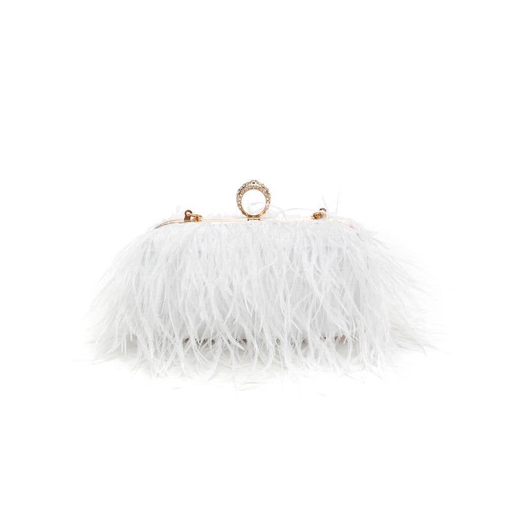 Suede Leather Bag with Feathers