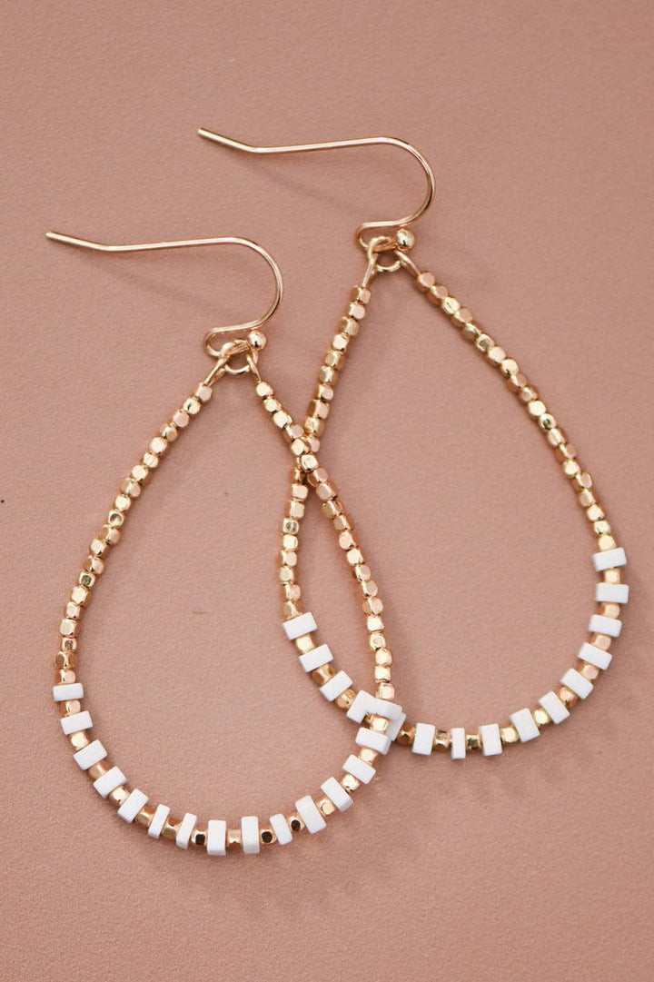 Gold Plated Brass and Natural Stone Drop Earrings