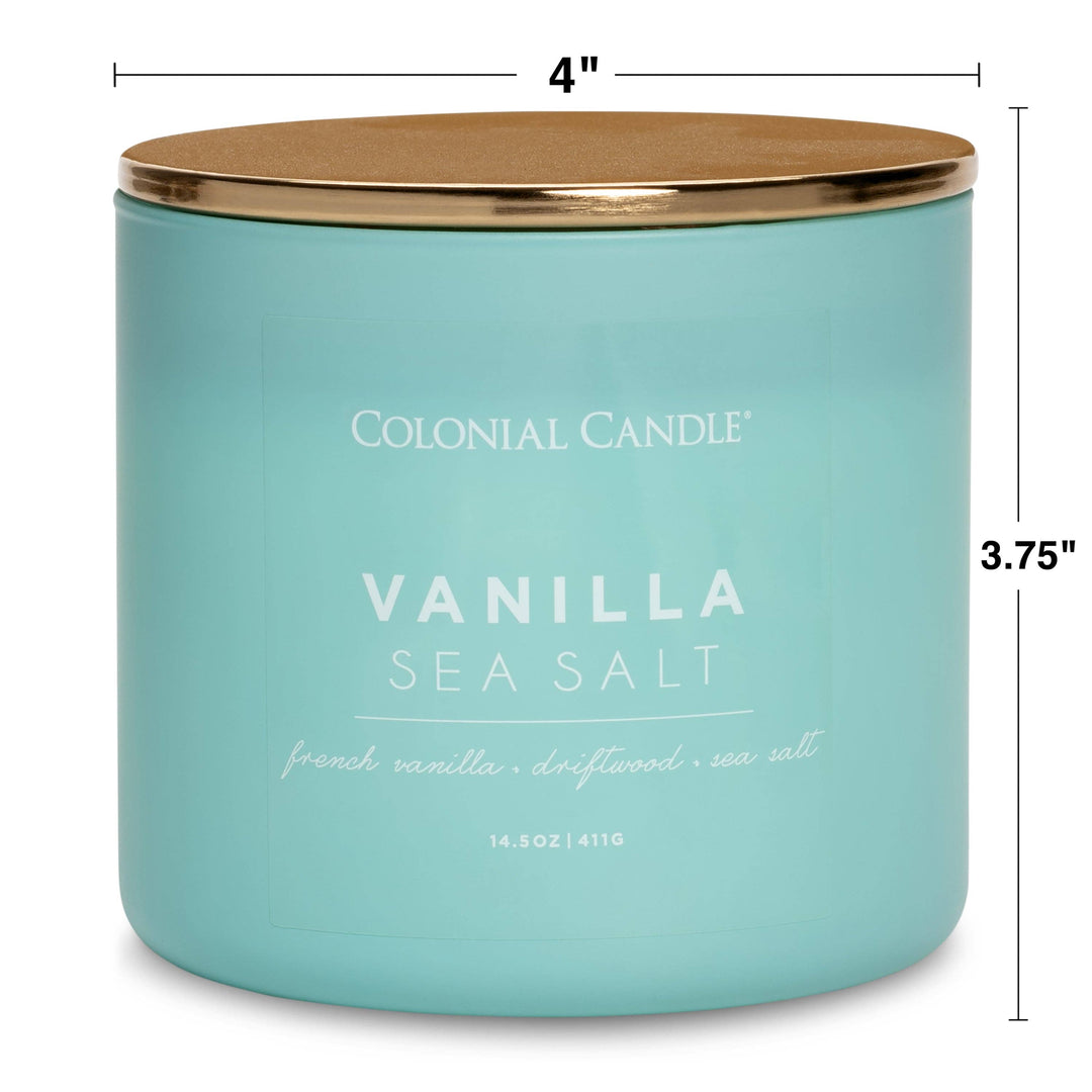 Vanilla Sea Salt Scented Jar Candle, Soy Blend Wax, 14.5oz